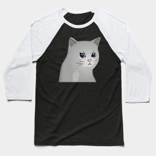 Moody Cat Middle Finger Baseball T-Shirt